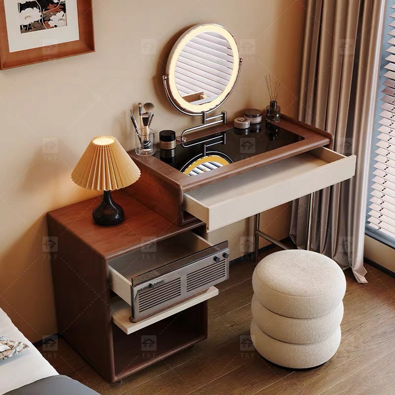 Modern Space-Saving Wood Furniture for Small Bedrooms Bathrooms & Living Rooms Compact Functional Standing Mirror Design