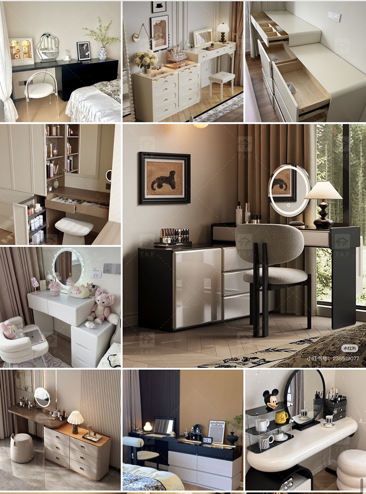 Factory Modern White 13 Drawers Dressing Table and Makeup Vanity Table with Led Light Bulb Mirror Stand Vanity Con Luz Led