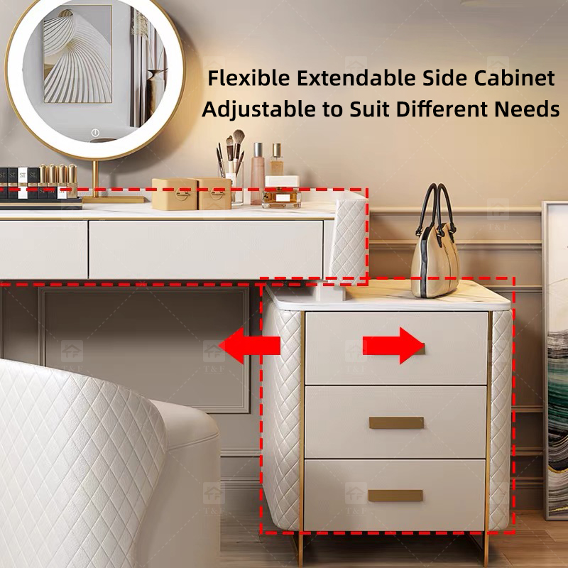 Modern White Makeup Vanity Desk with LED Mirror Vanity Con Luz Led Set and Storage Drawers Bedroom Dressing Table