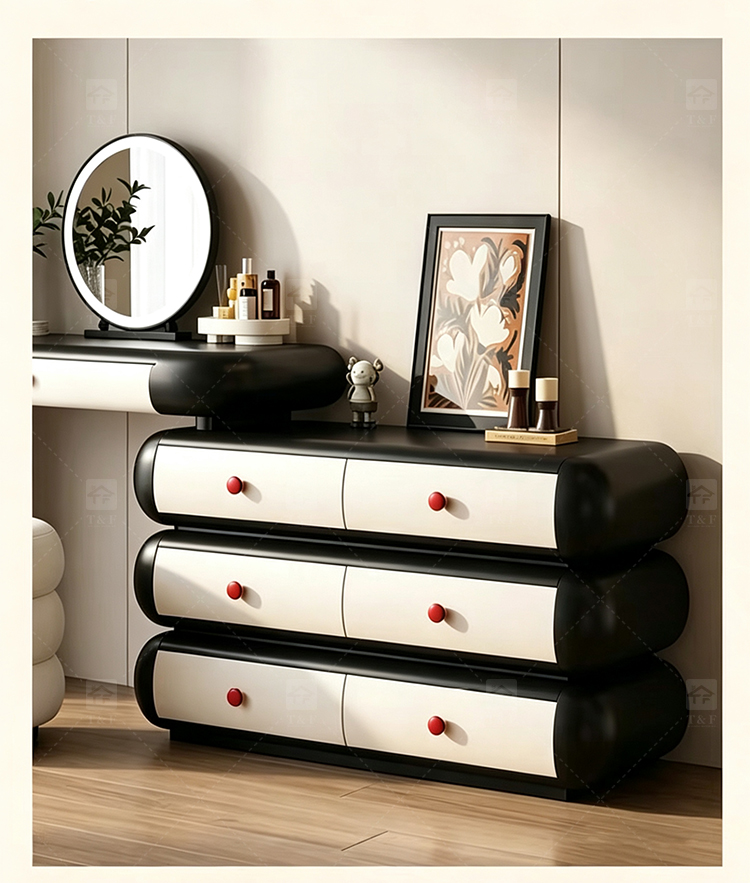 Cloud Style Vanity Table with LED Light Mirror, Rounded Makeup Dressing Table with Drawer Cabinet & Upholstered Stool