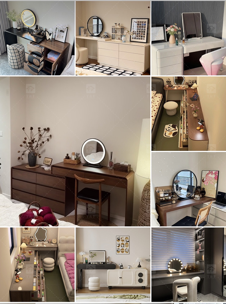 Modern Lighted Flip Top Vanity Mirror Cabinet Multi-functional Desktop Storage Box for Jewelry Cosmetics Bedroom Bathroom Use