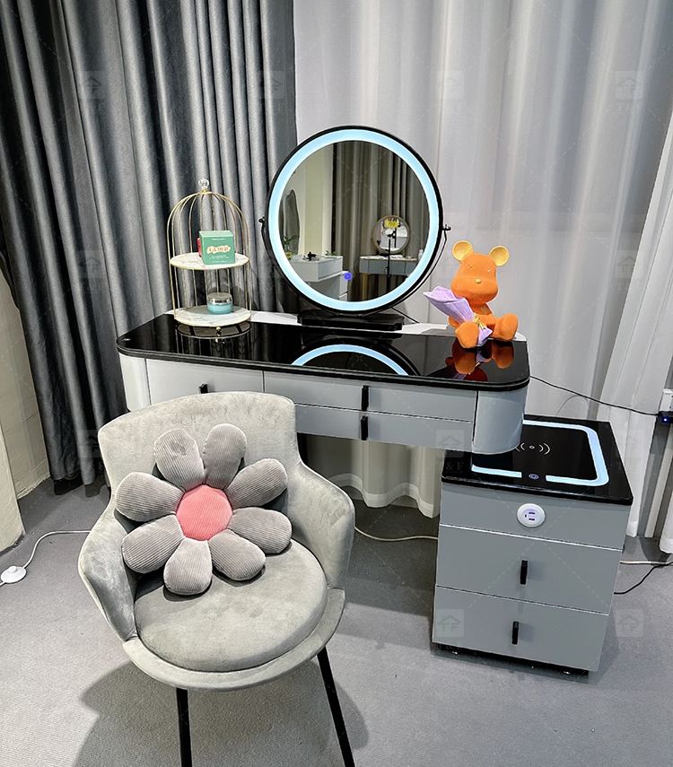 Modern Light Luxury Smart Vanity Dressing Table LED Mirror Wireless Charging Bluetooth Speaker Storage Cabinet Hotel Bedroom
