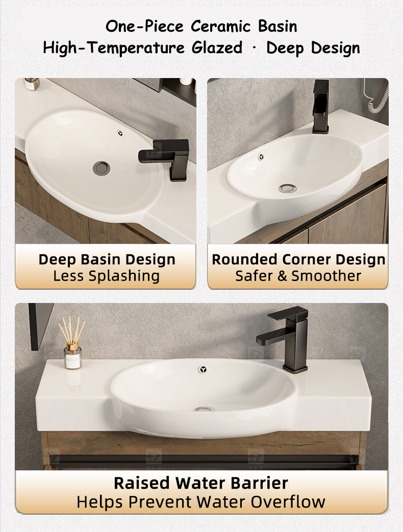 Modern Premium Aluminum Bathroom Vanity Cabinet with Ceramic Basin Sink Narrow Wall Mounted Cabinet for Small Bathrooms