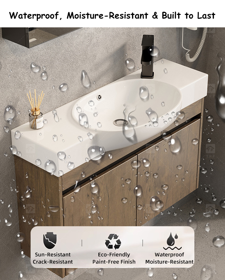 Modern Premium Aluminum Bathroom Vanity Cabinet with Ceramic Basin Sink Narrow Wall Mounted Cabinet for Small Bathrooms