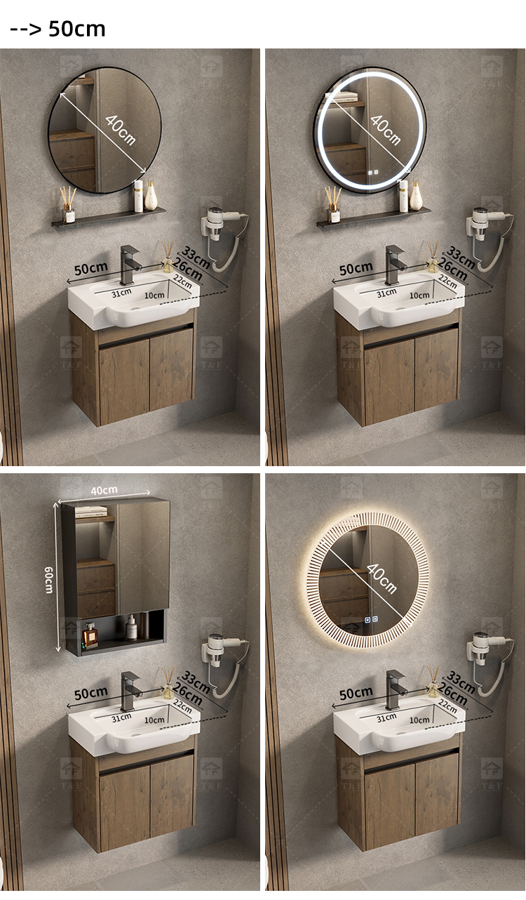 Modern Premium Aluminum Bathroom Vanity Cabinet with Ceramic Basin Sink Narrow Wall Mounted Cabinet for Small Bathrooms
