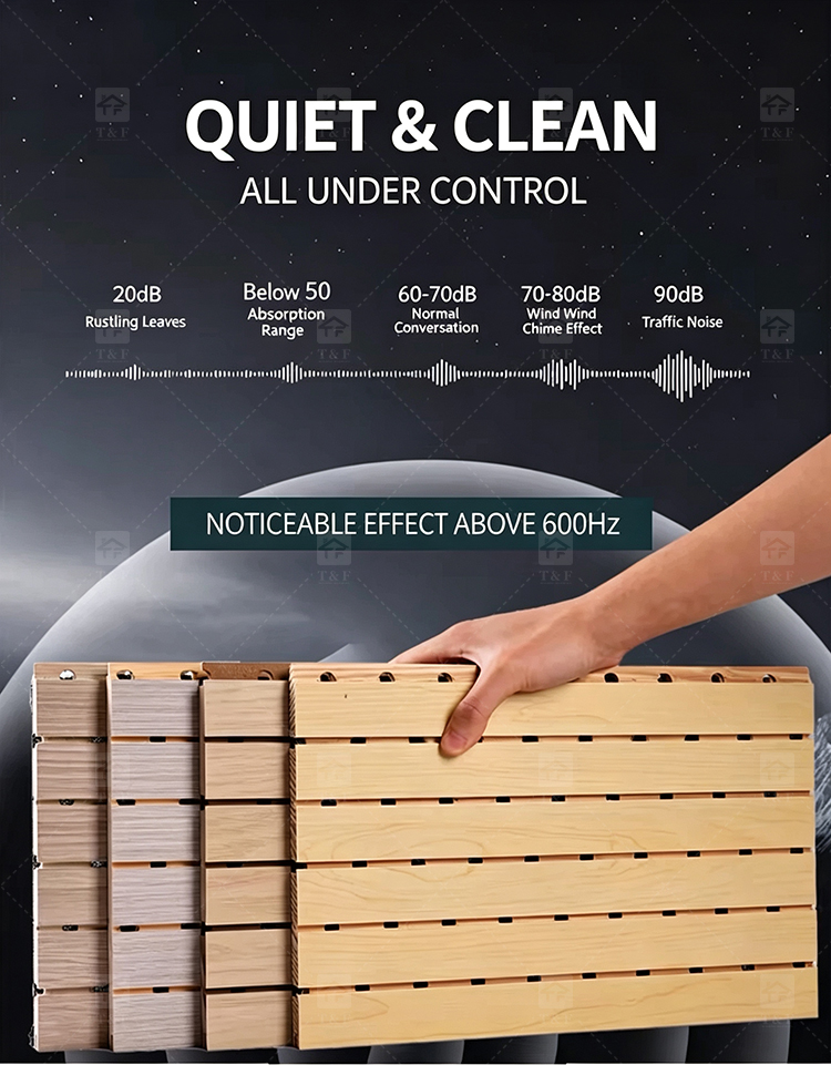 Modern Wooden Slat Acoustic Panel with Wood Veneer Sound Absorbing 3D Model Design for Living Room Bedroom Interior Wall Decor
