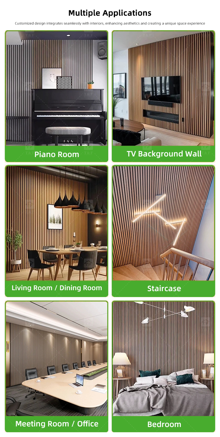 Modern Wooden Slat Acoustic Panel with Wood Veneer Sound Absorbing 3D Model Design for Living Room Bedroom Interior Wall Decor