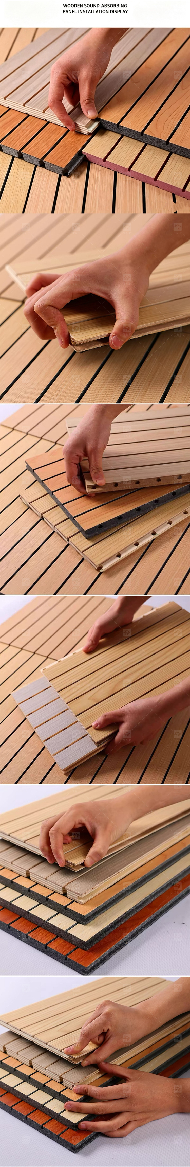 Modern Wooden Slat Acoustic Panel with Wood Veneer Sound Absorbing 3D Model Design for Living Room Bedroom Interior Wall Decor