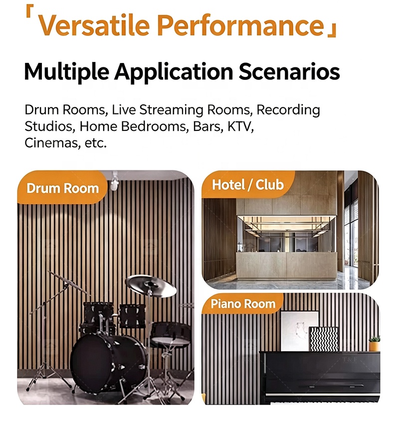 Noise Reduction Wooden Acoustic Slat Panel MDF Soundproof Wall Board for Living Room Bedroom Hotel Drum Room Piano Room Room