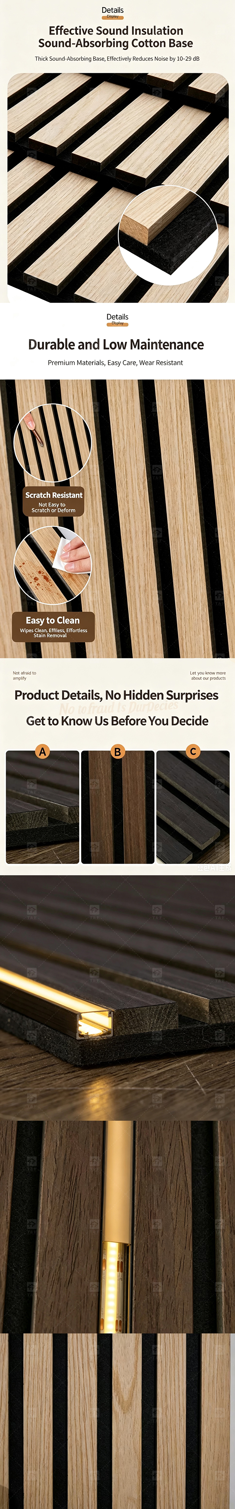 Noise Reduction Wooden Acoustic Slat Panel MDF Soundproof Wall Board for Living Room Bedroom Hotel Drum Room Piano Room Room