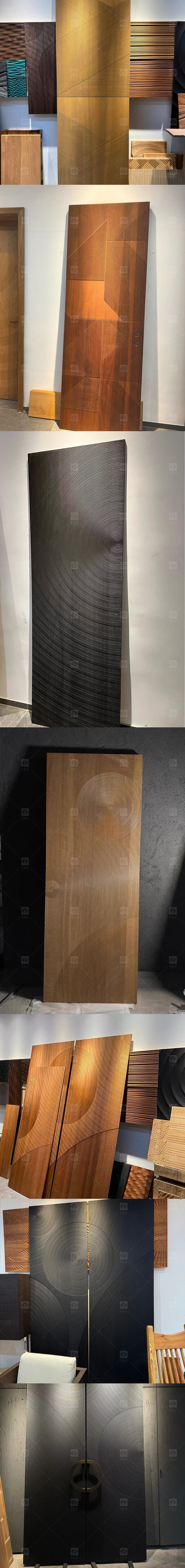 Modern Minimalist 3D Relief Solid Wood Waterproof Interior Door Narrow Frame Soundproof Bedroom Door for Bathroom Living Room