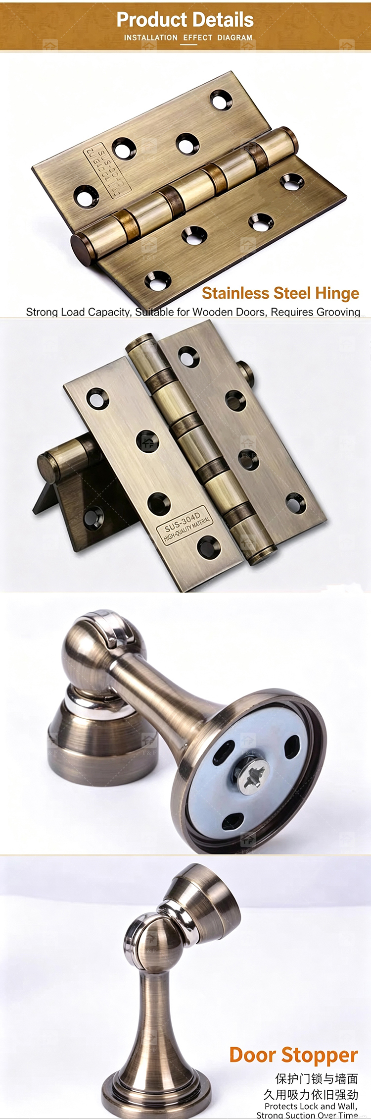 Wholesale Modern Zinc Alloy Wooden Silent Mechanical Door Locks for Villa Apartment Hotel Bedroom Study