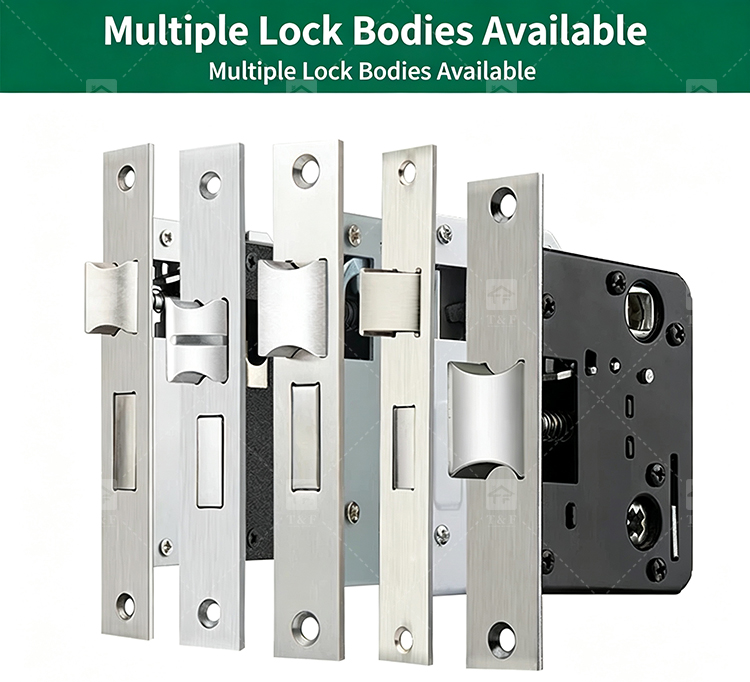Modern Rustproof SUS304 Stainless Steel Hotel Interior Door Lock Set Silent Mechanism Wooden Lever Lock Multiple Available