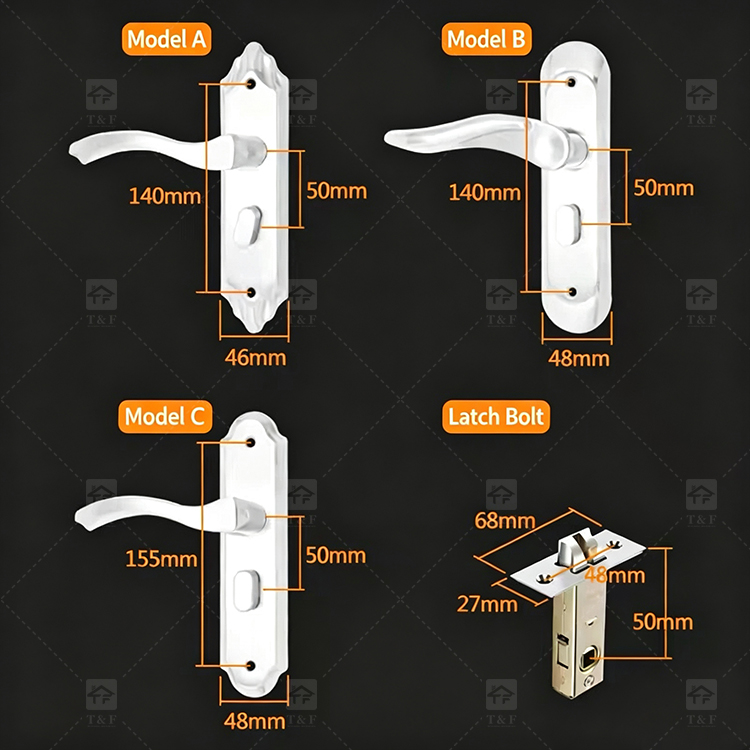 Modern Rustproof SUS304 Stainless Steel Hotel Interior Door Lock Set Silent Mechanism Wooden Lever Lock Multiple Available