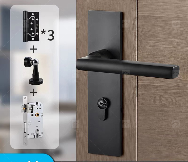 Interior Bathroom Bedroom Wood Handle Door Locks for Wooden Doors Modern Luxury Design Easy Installation Villa & Hotel Use