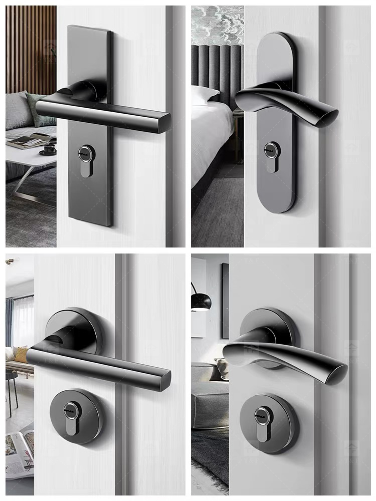 Interior Bathroom Bedroom Wood Handle Door Locks for Wooden Doors Modern Luxury Design Easy Installation Villa & Hotel Use