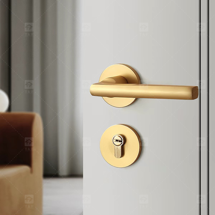 Premium Matte Gold Finish Door Lock Keyed Cylinder Modern Design for Hotels Apartments Durability Meets Style Easy